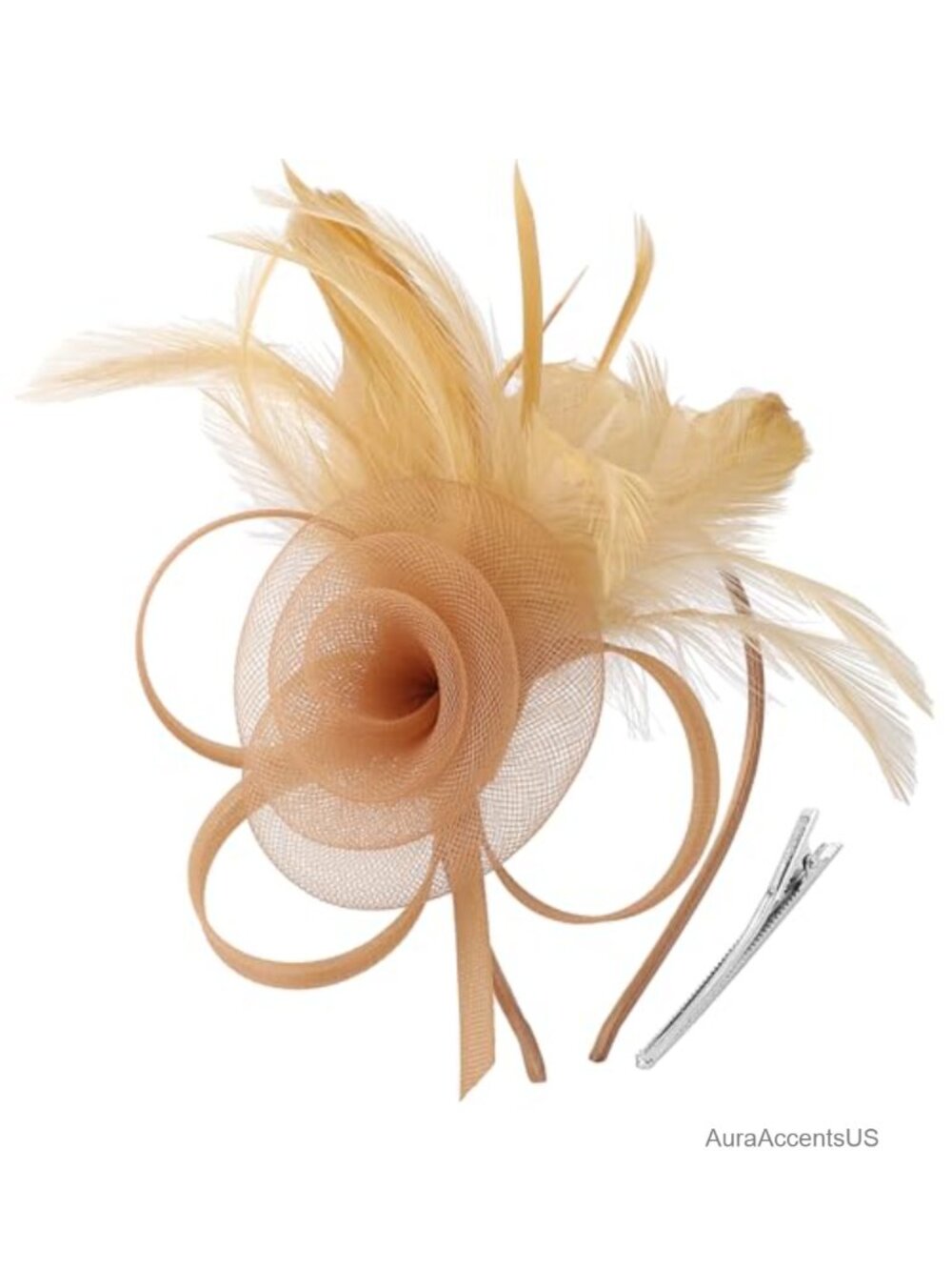 Women's Vintage Feather Fascinator Hat with Headband and Clip for Tea Party
